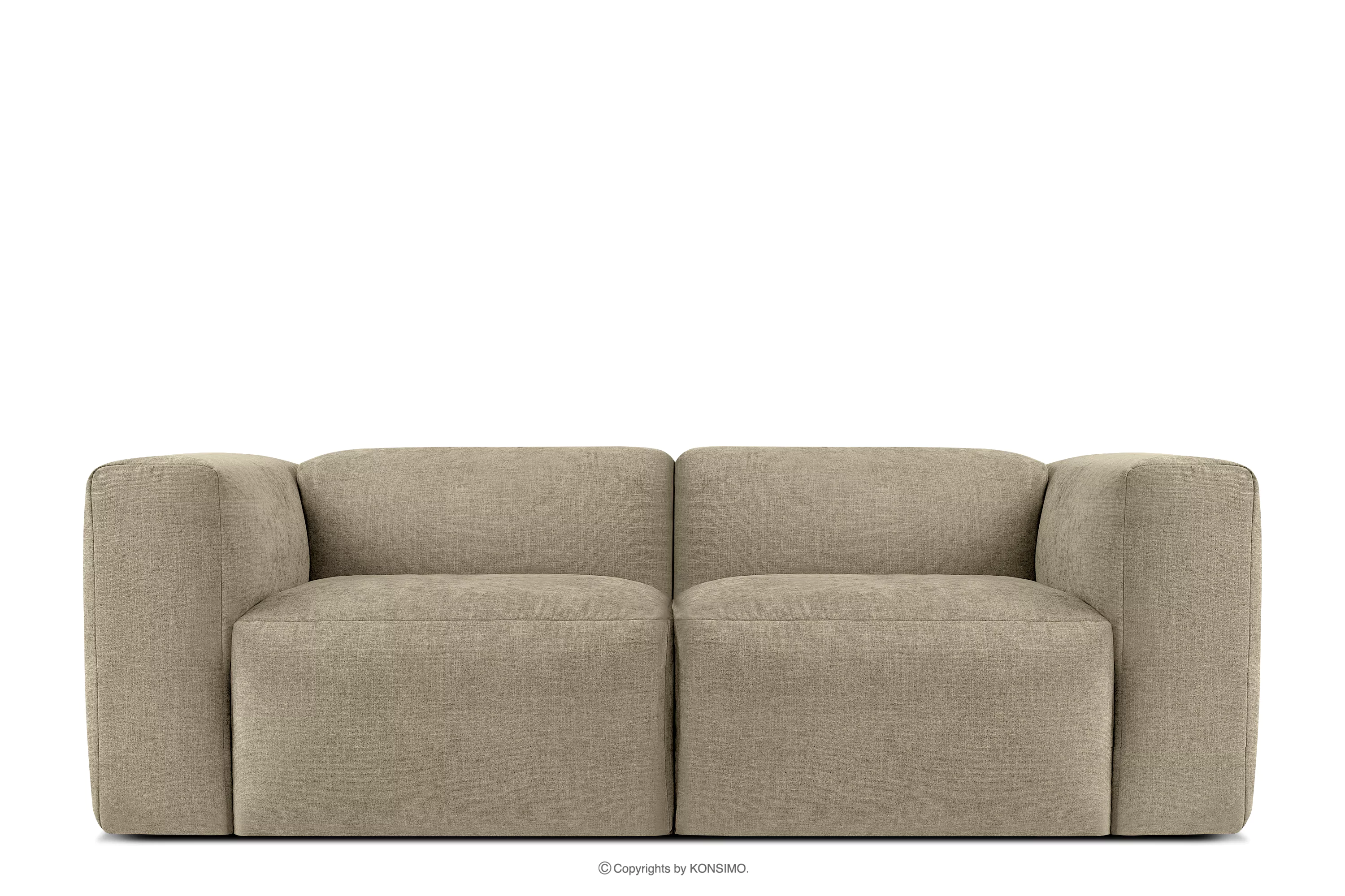 Sofa boho modułowa dwuosobowa w tkaninie plecionej piaskowa BUFFO