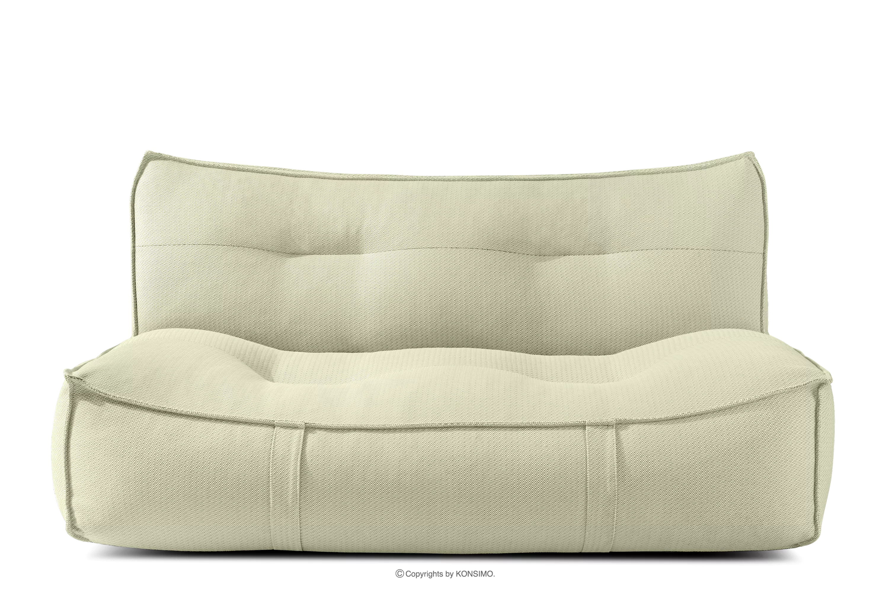 Miękka sofa ogrodowa w tkaninie plecionej outdoorowej jasny zielony/biały LOVIA