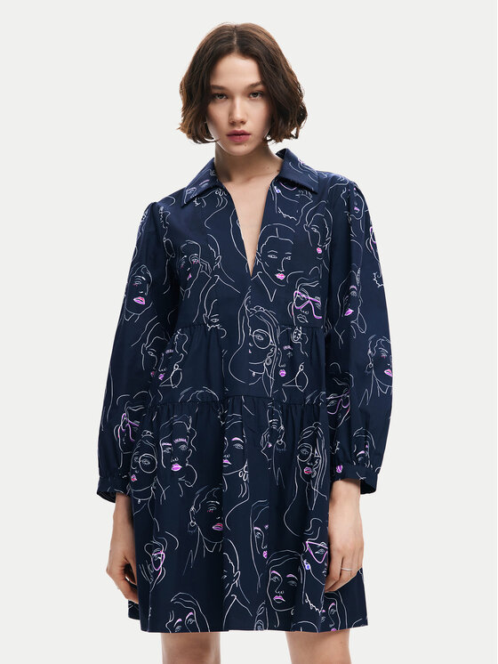 Desigual Sukienka codzienna Louisville 24WWVW66 Granatowy Loose Fit