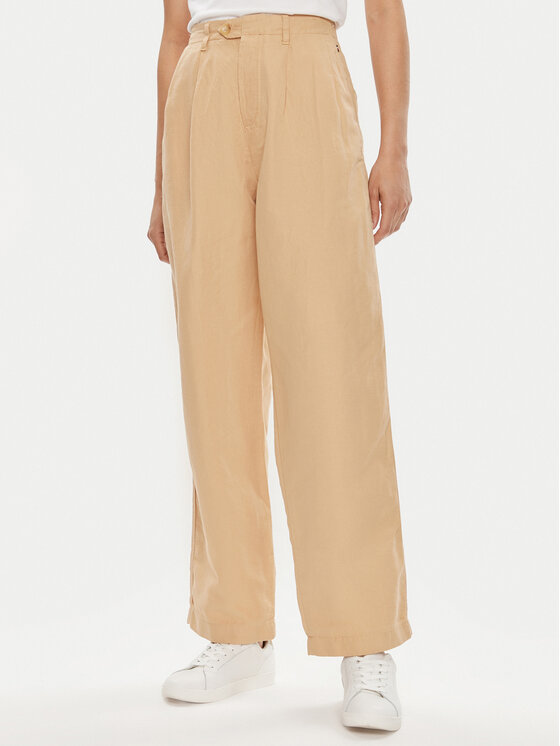 Tommy Hilfiger Spodnie materiałowe WW0WW41355 Beżowy Relaxed Fit