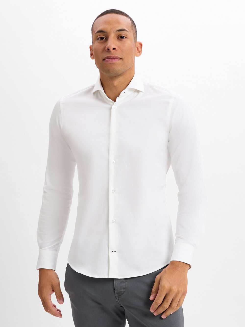 JOOP! Męska koszula biznesowa - Pares Mężczyźni Slim Fit Bawełna biały, 39