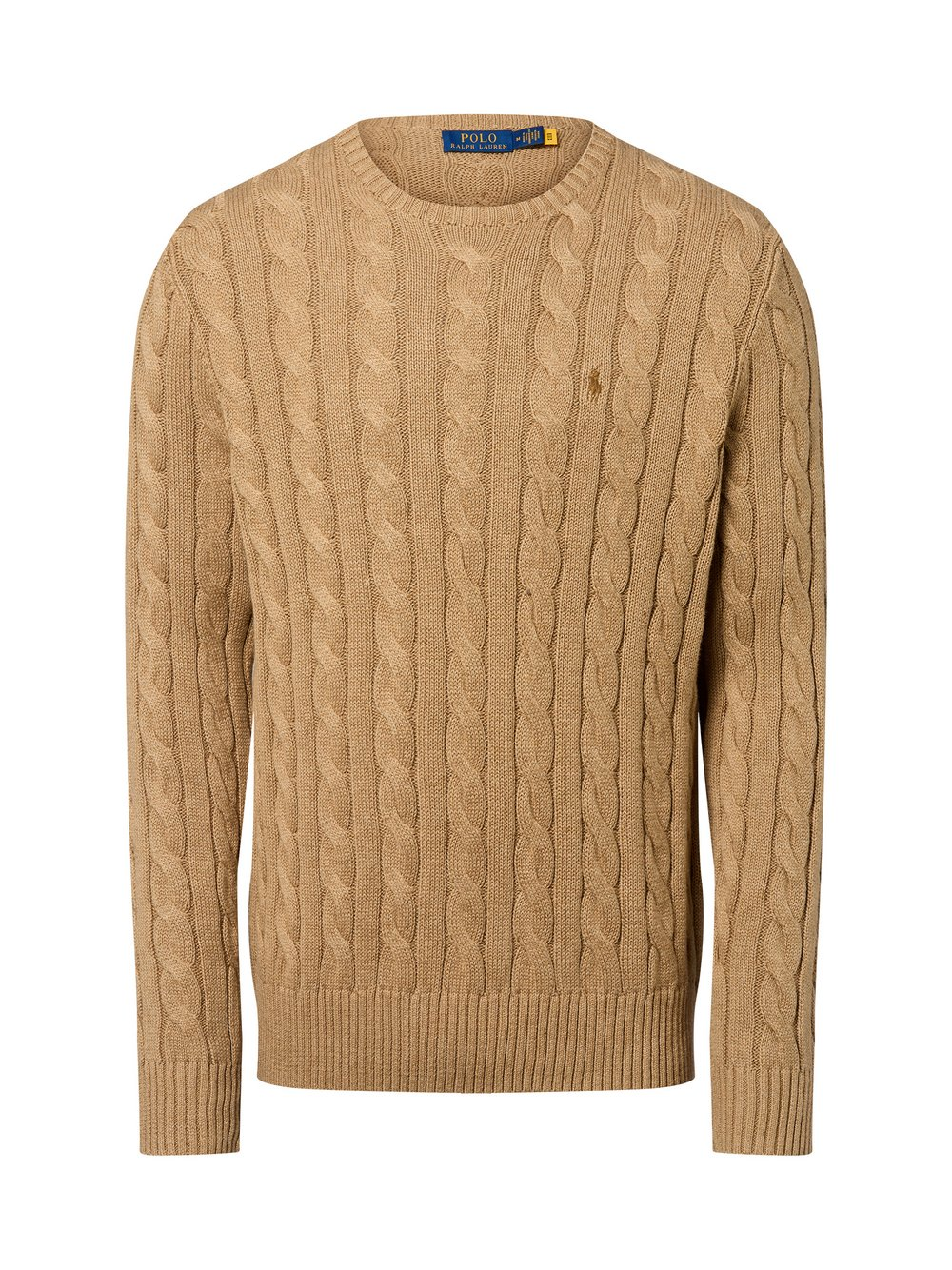 Polo Ralph Lauren Męski sweter z dzianiny Mężczyźni dzianina grubo tkana brązowy, XL