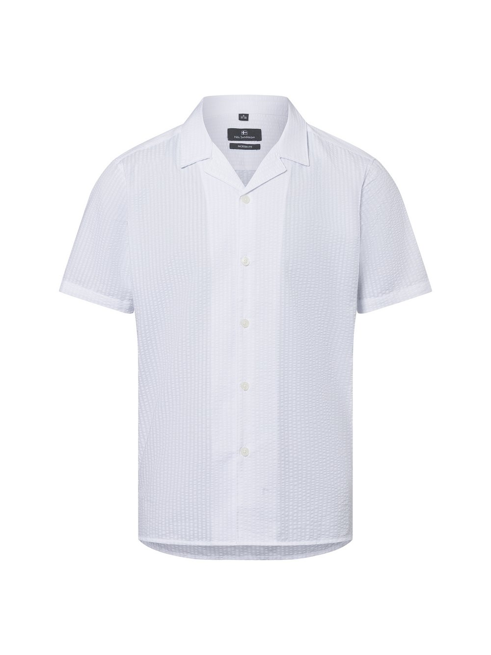 Nils Sundström Męska koszula casual Mężczyźni Modern Fit Bawełna biały, XL