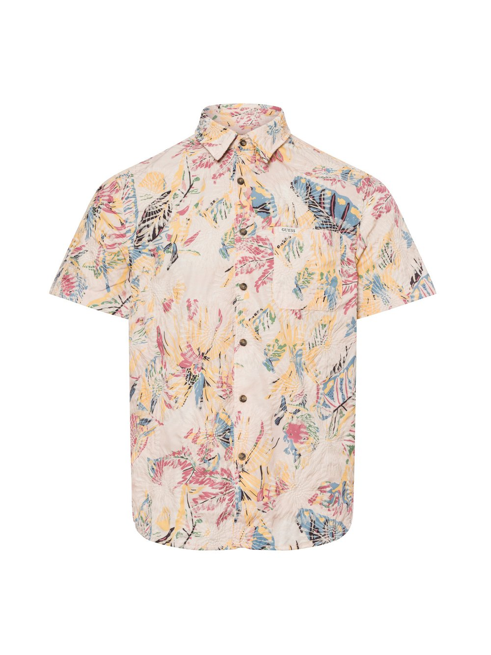 GUESS Męska koszula casual Mężczyźni Regular Fit Sztuczne włókno beżowy|wielokolorowy, L