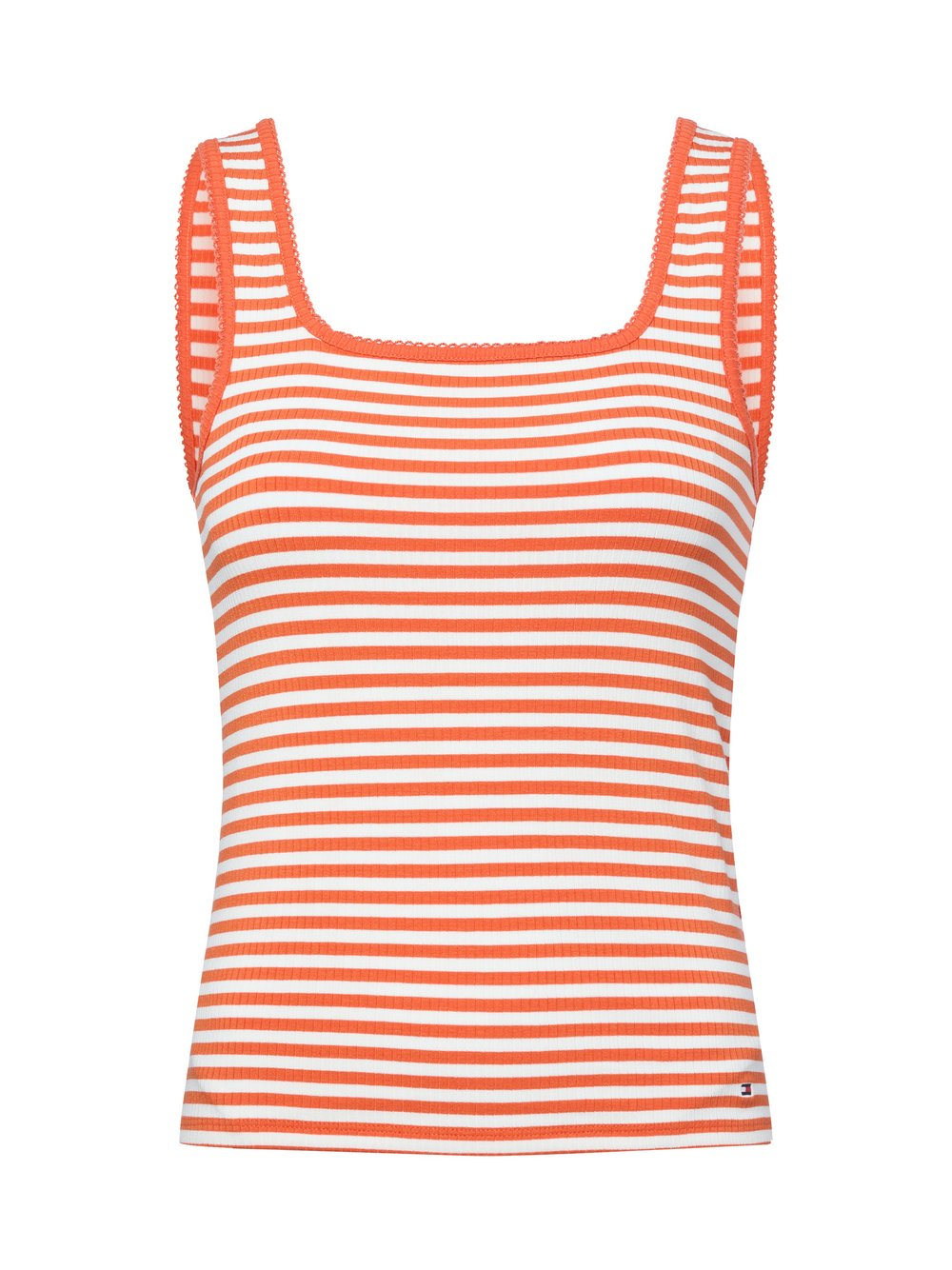 Tommy Hilfiger Top damski Kobiety Dżersej pomarańczowy|biały, XL