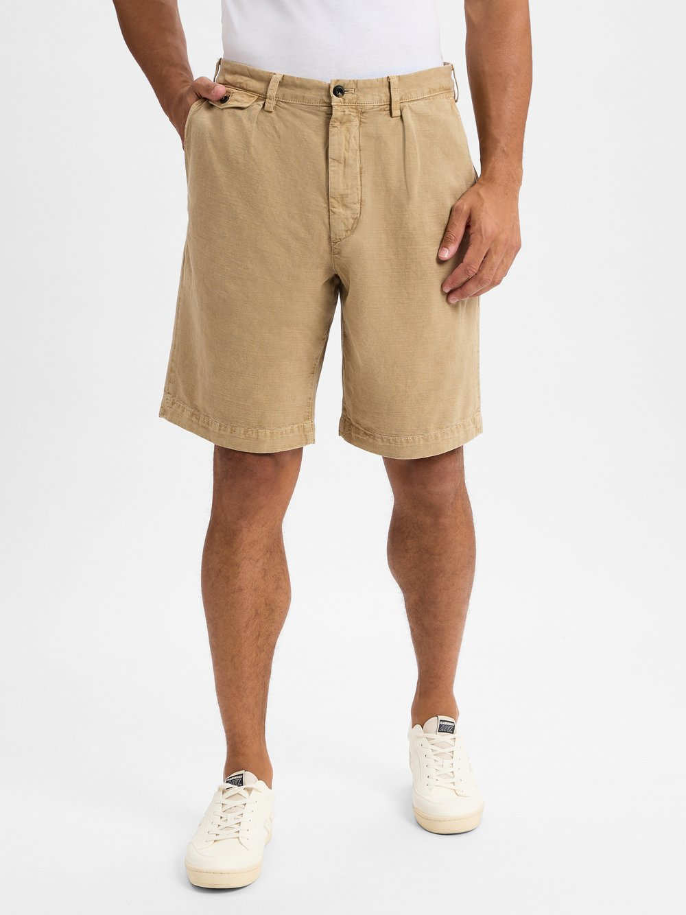 Tommy Hilfiger Bermudy z zawartością lnu - szeroki krój Mężczyźni Bawełna brązowy, 34