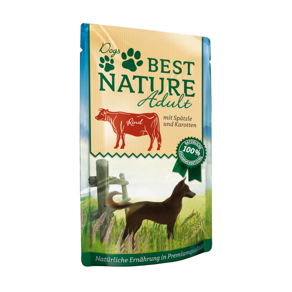 Best Nature Adult Dog, 12 x 150 g - Wołowina i lane kluski