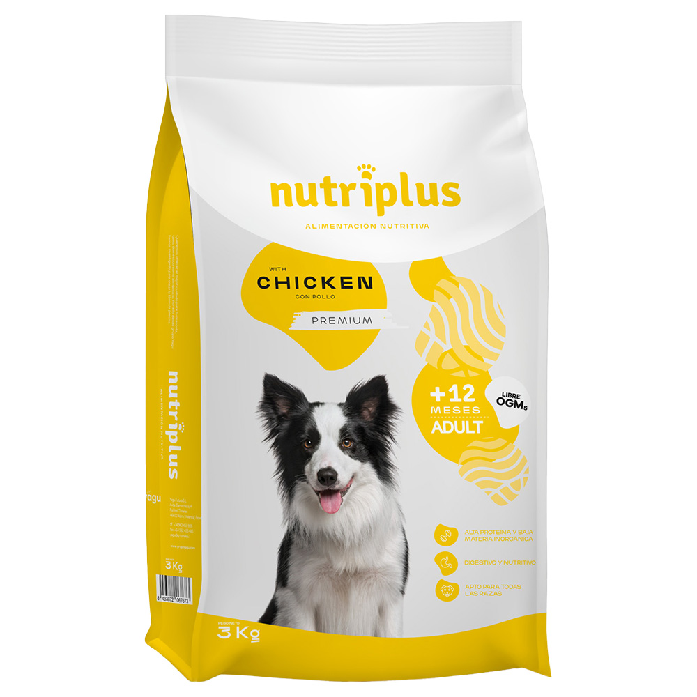 5% taniej! Nutriplus Adult Dog, karma sucha, 3 kg / 15 kg - Adult Dog, z kurczakiem, 3 kg