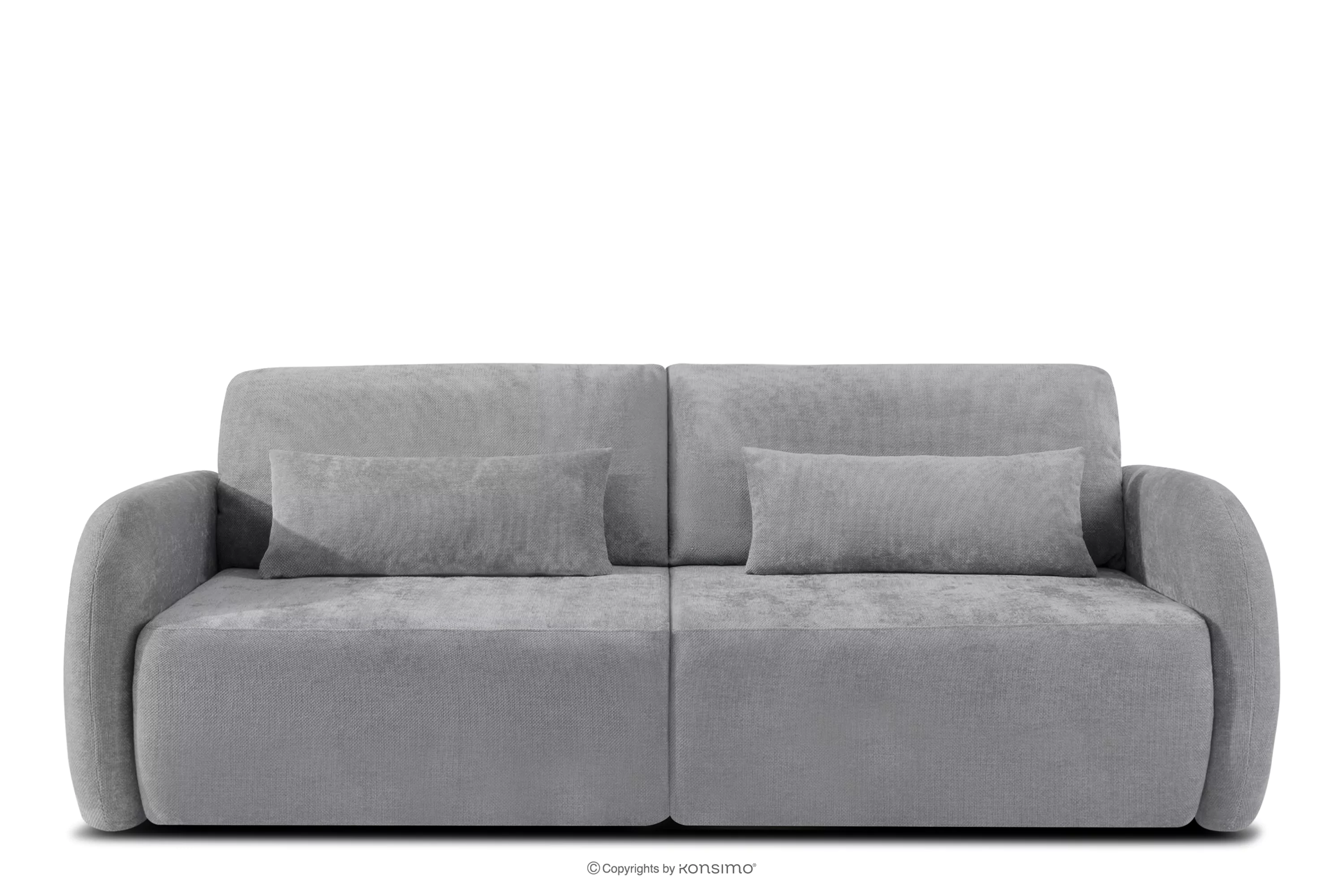 Sofa trzyosobowa zaokrąglony kształt w tkaninie plecionej szary CALICO