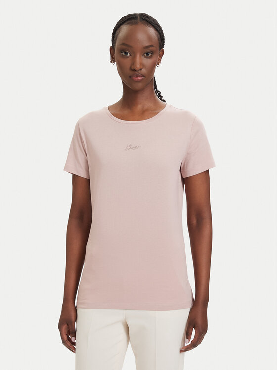 BOSS T-Shirt C_Elove_embro 50554696 Różowy jasny Slim Fit