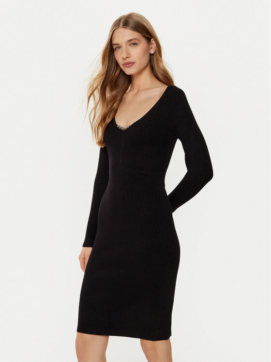 Guess Sukienka dzianinowa W5RK07 Z2YJ2 Czarny Regular Fit