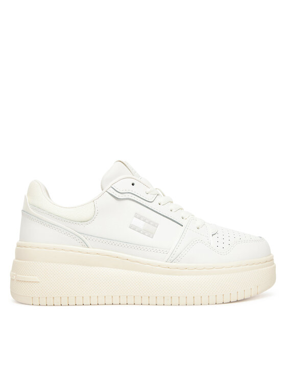 Tommy Jeans Sneakersy Tjw Retro Basket Flatform EN0EN02840 Écru