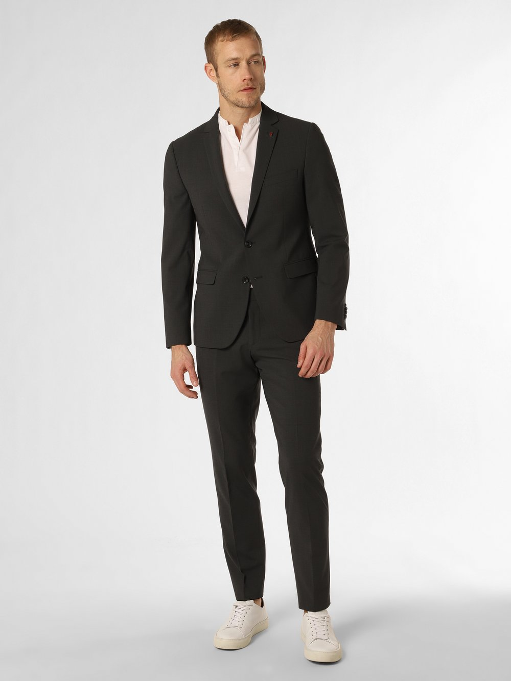 Finshley & Harding London Męski garnitur Mężczyźni Slim Fit Sztuczne włókno szary, 50
