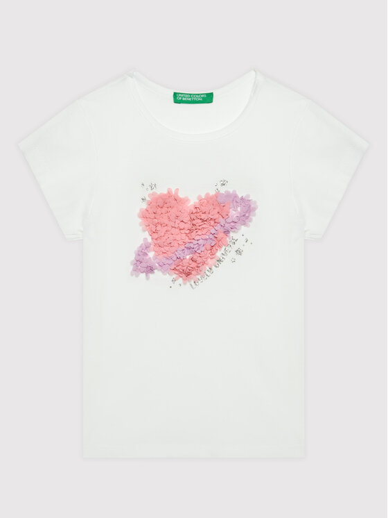 United Colors Of Benetton T-Shirt 3I1XG101W Biały Regular Fit