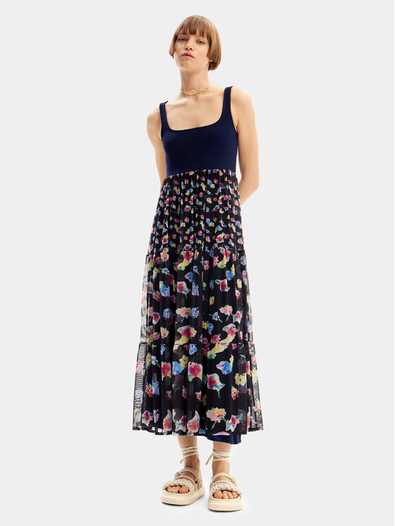 Desigual Sukienka letnia Vancouver 24SWVK58 Granatowy Regular Fit