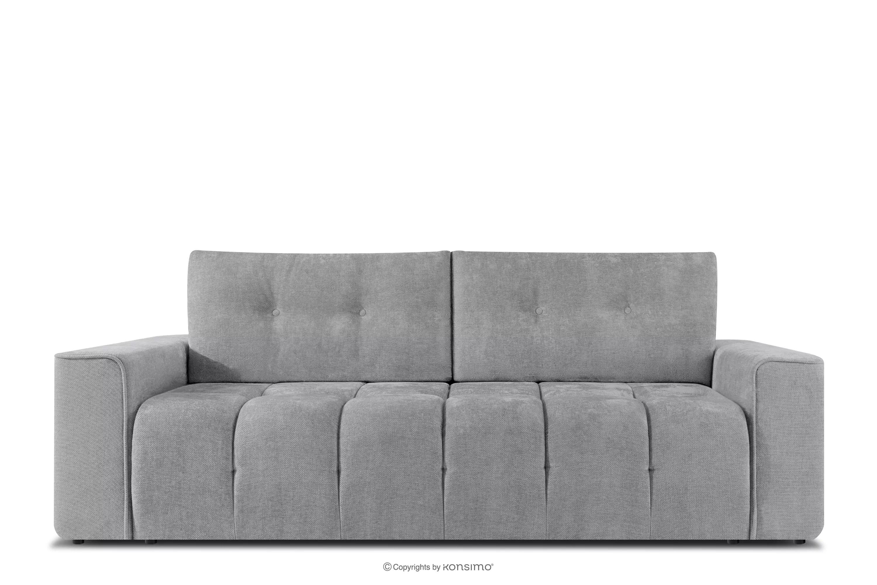 Pikowana sofa trzyosobowa rozkładana w tkaninie plecionej szary RUSA