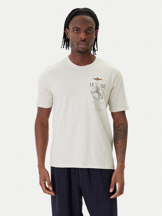 Aeronautica Militare T-Shirt 261TS2543UJ00686 Beżowy Regular Fit
