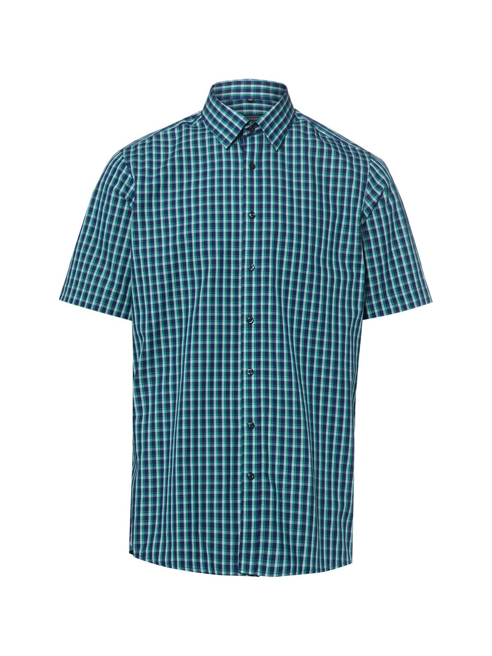 Finshley & Harding Męska koszulka z krótkim rękawem Mężczyźni Modern Fit Bawełna (100%) niebieski|zielony, 39