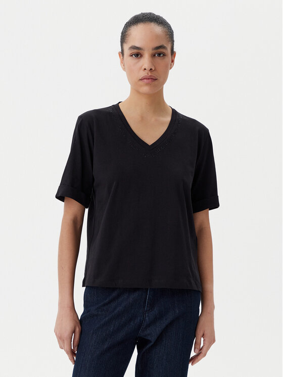 Liu Jo Sport T-Shirt TA5175 JS923 Czarny Regular Fit
