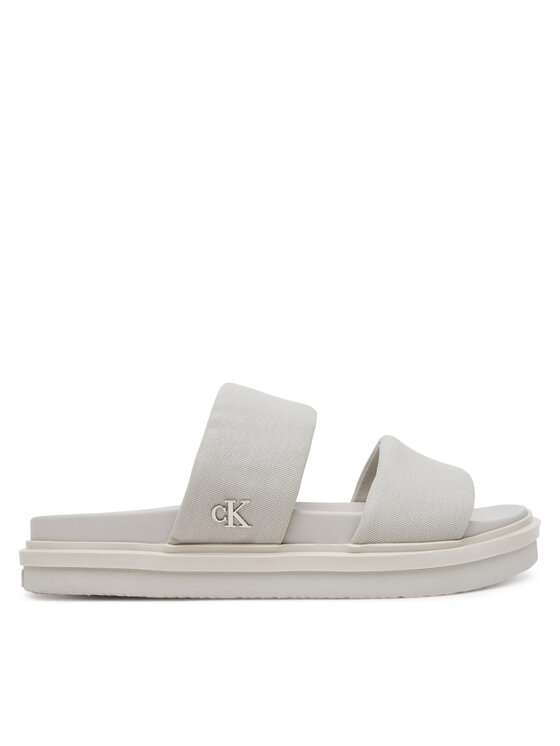 Calvin Klein Jeans Klapki Flat Molded Dbl Bar Sandal Cv YM0YM01222 Szary