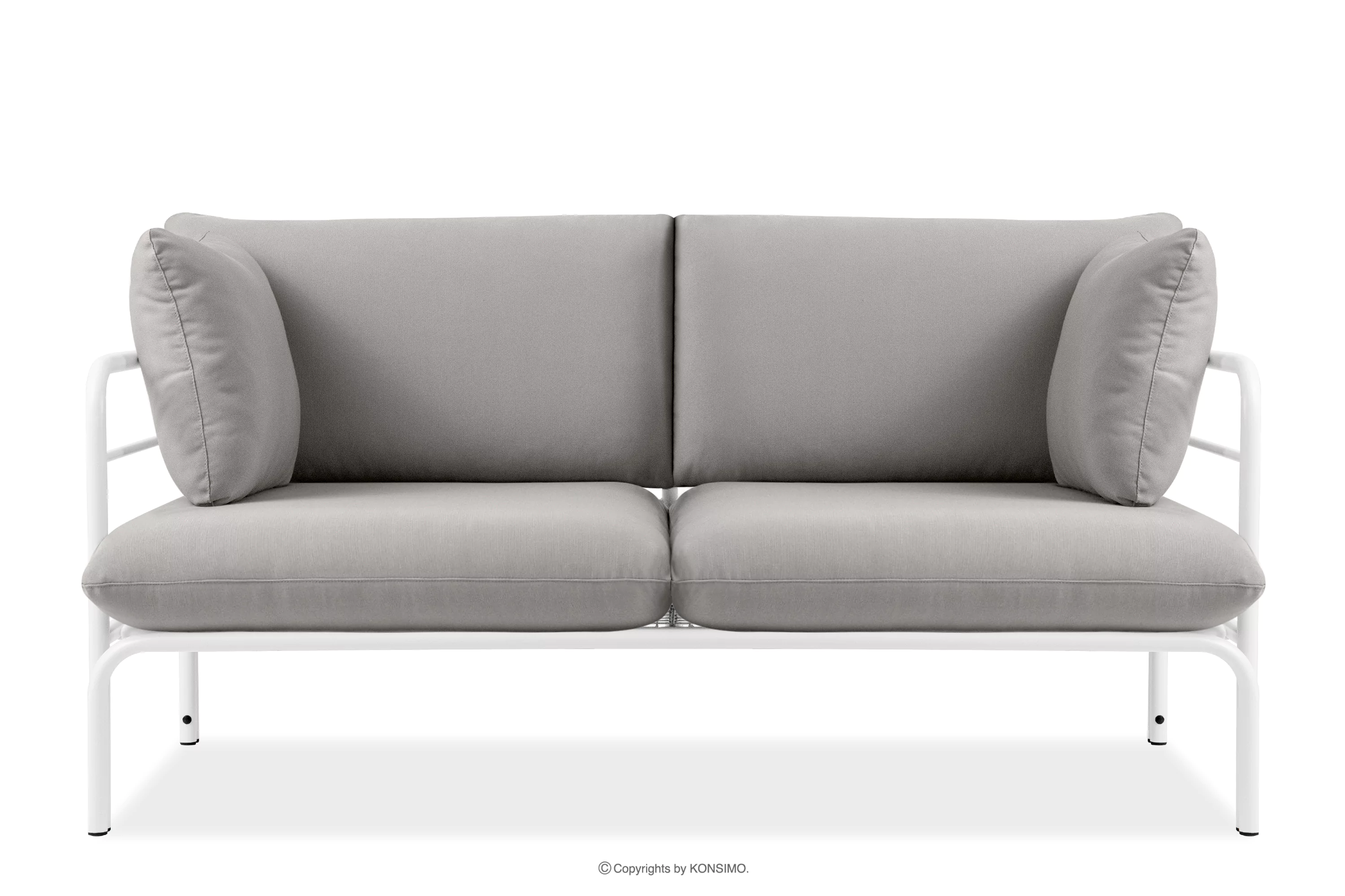 Loftowa sofa ogrodowa 2 na metalowych nogach biały/jasny szary RAMBE