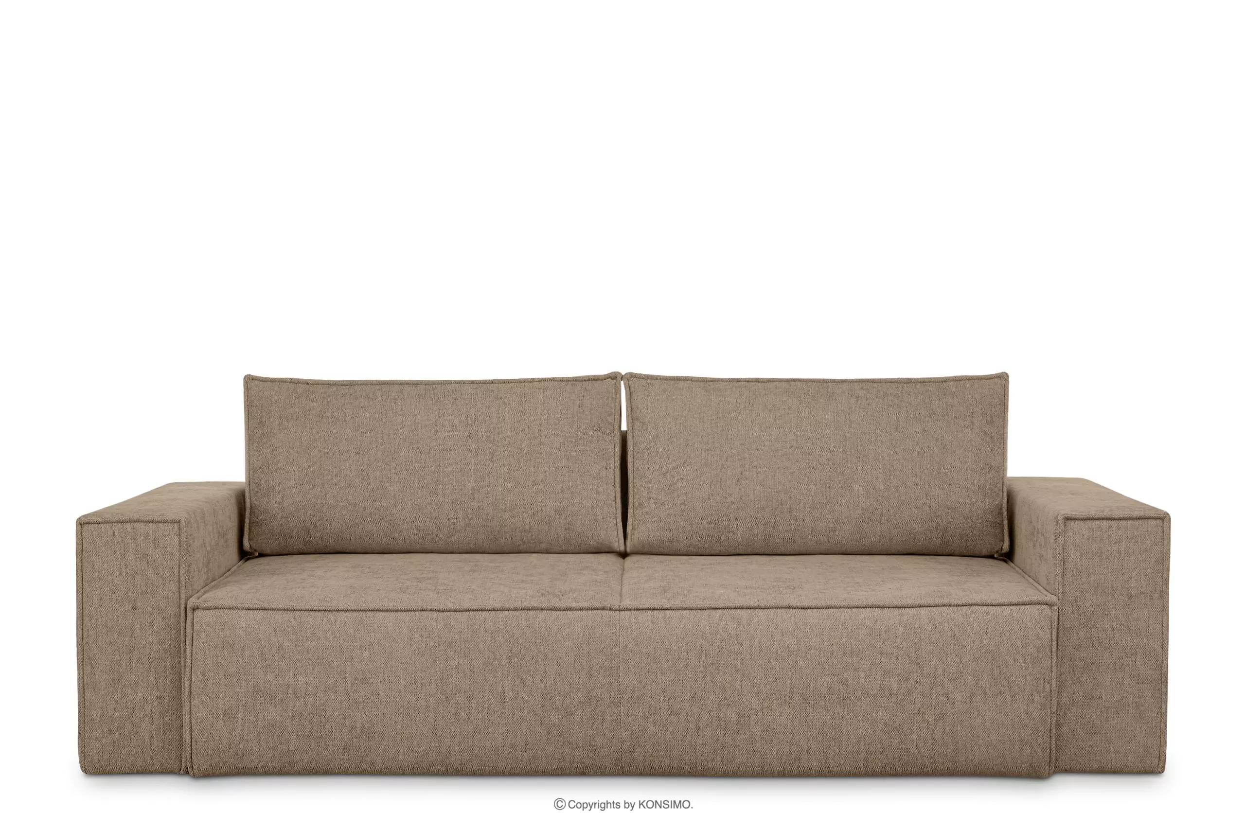 Sofa 3 w tkaninie plecionej z funkcją spania jasny brązowy NAPI II