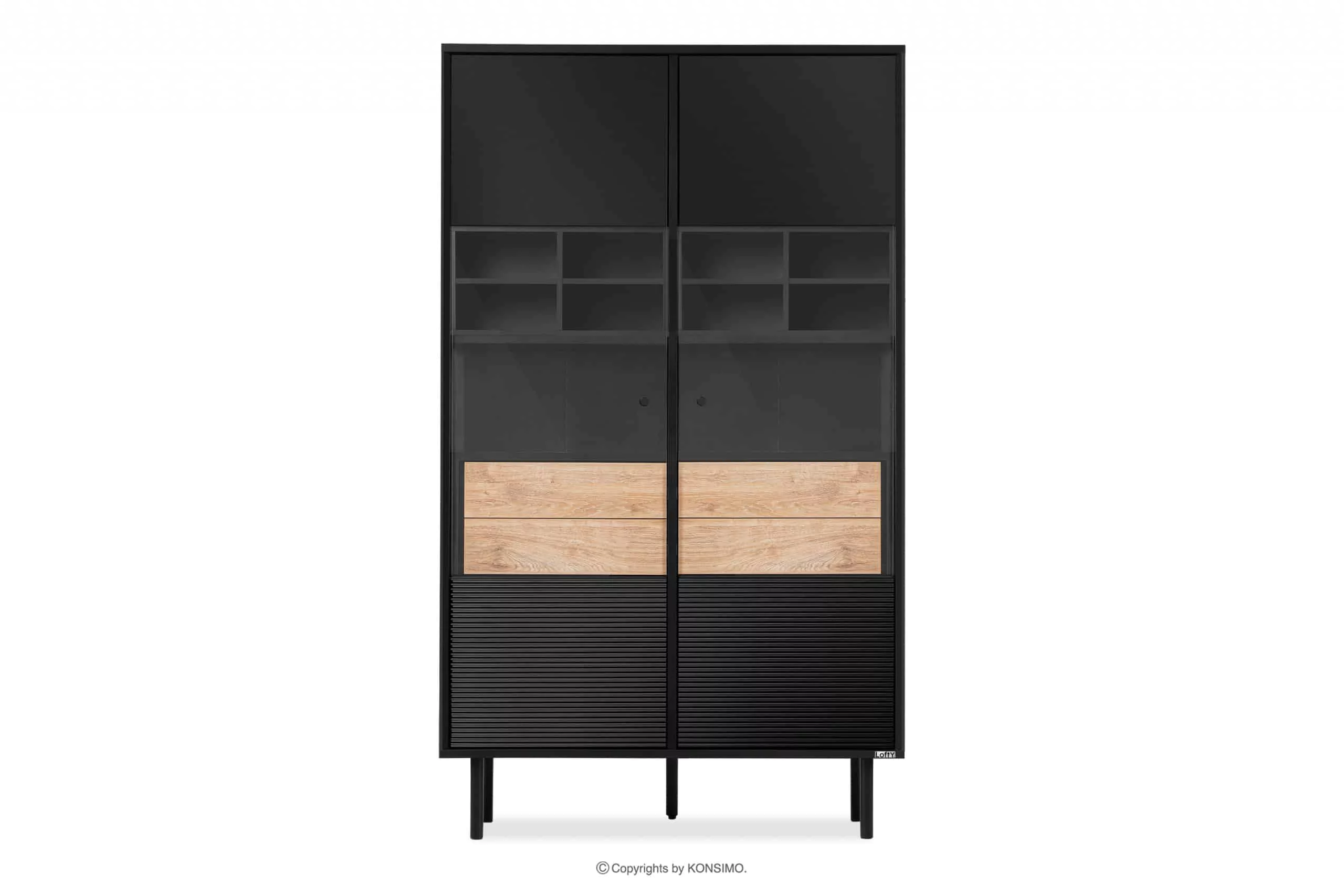 Dwudrzwiowa witryna w stylu loft na wysokich nogach LOFTY