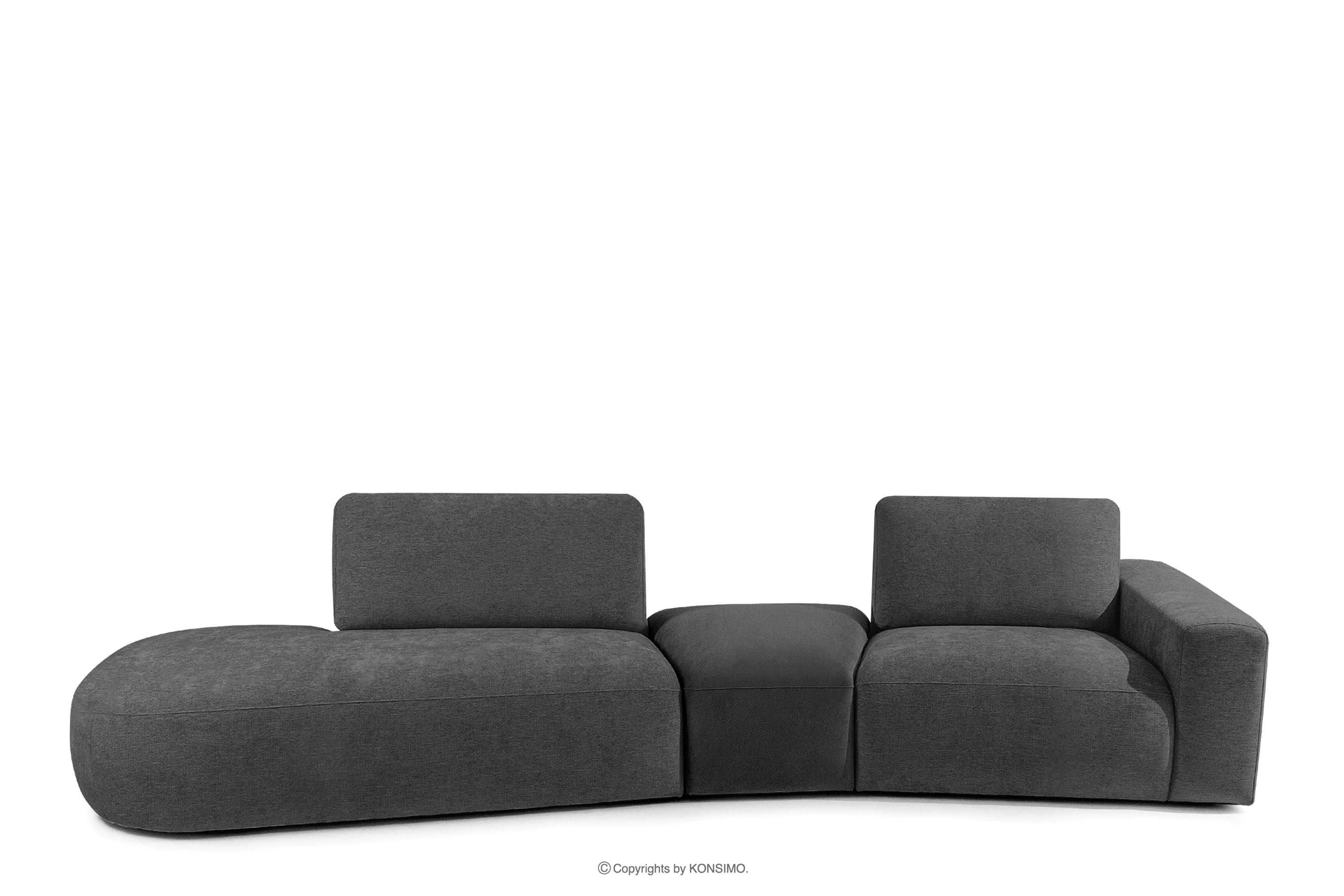 Sofa w tkaninie szenil i welur modułowa ciemny szary ZUCCO