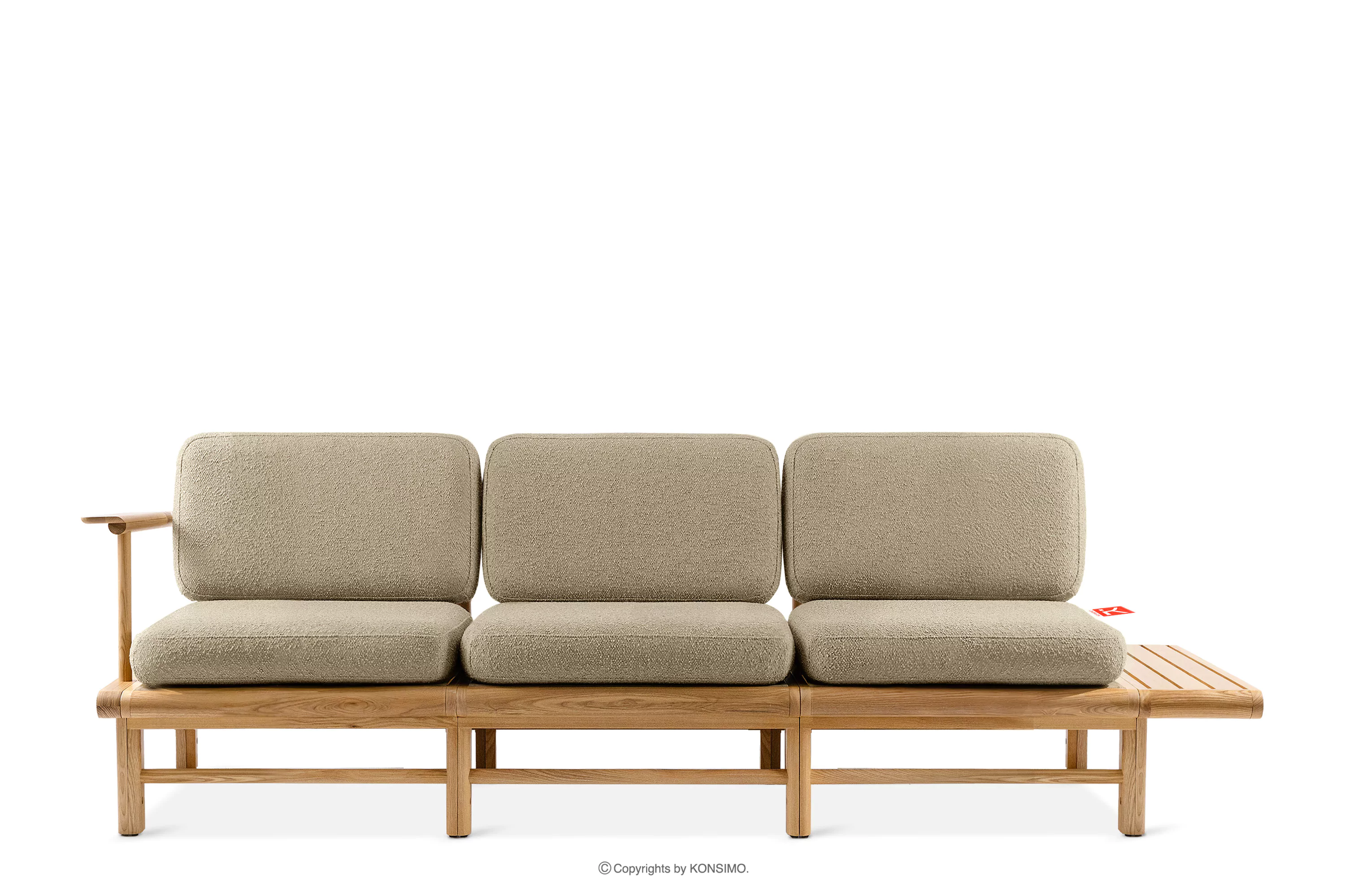 Sofa 3 ogrodowa z litego drewna jesionowego beżowy ATREDA