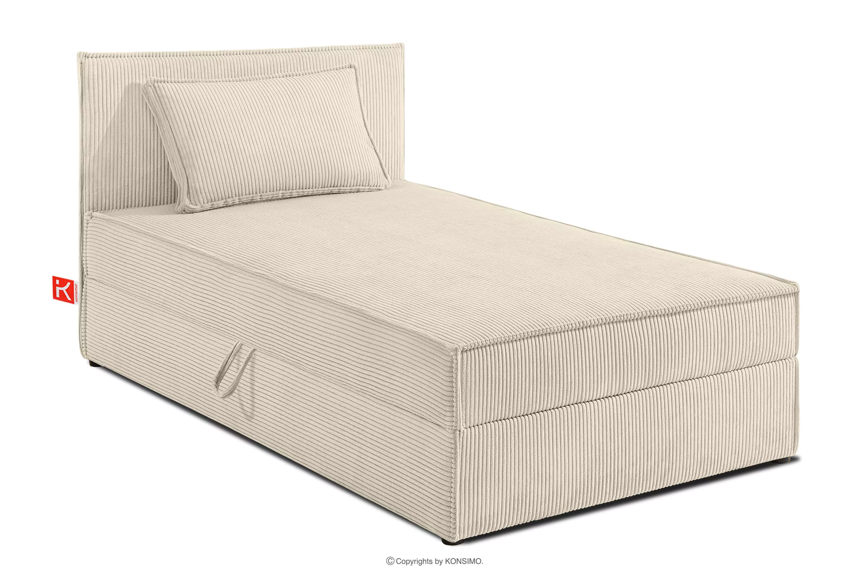 Łóżko jednoosobowe 90 cm w tkaninie sztruks kremowy ROTI