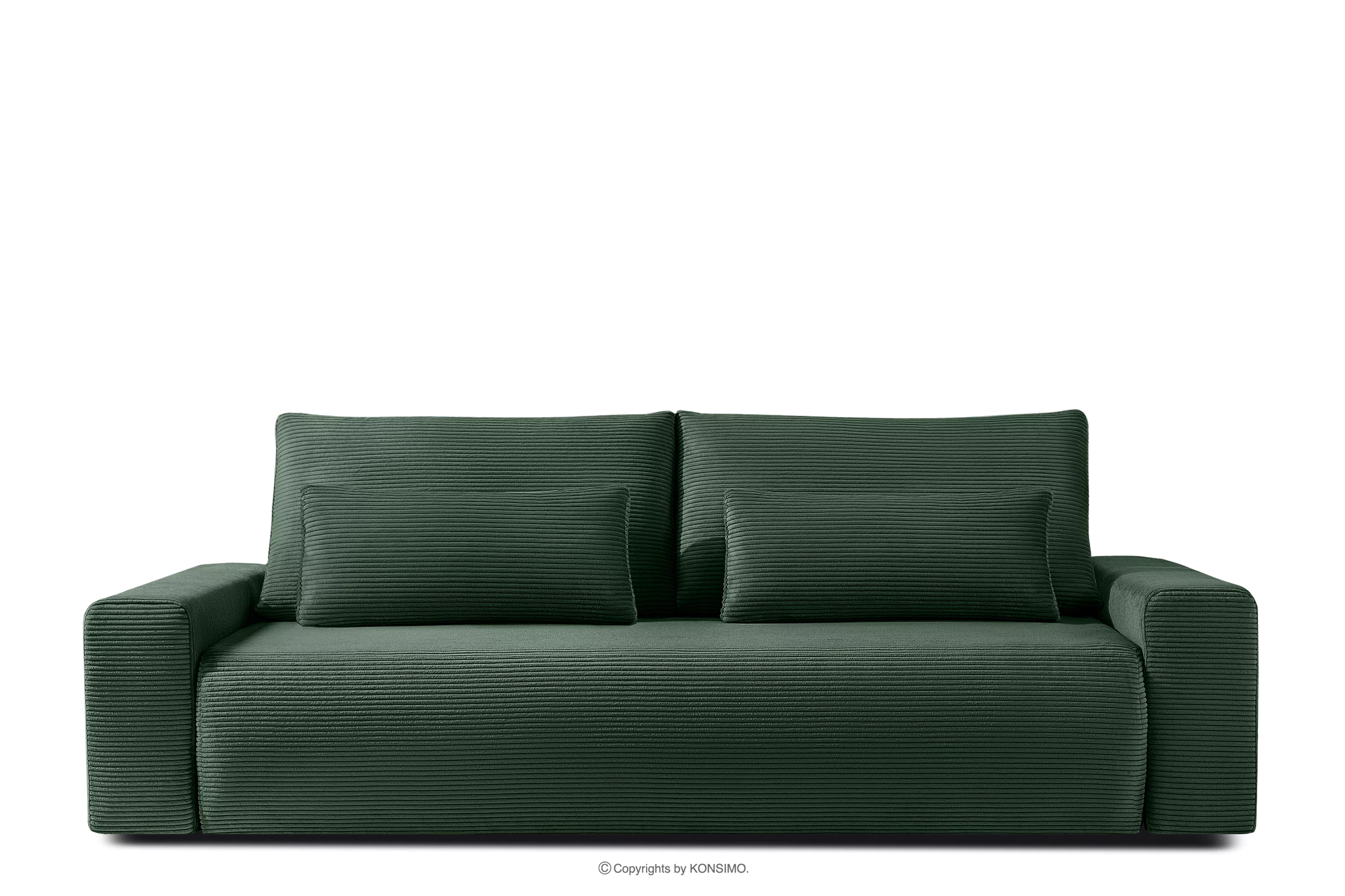 Sofa trzyosobowa z poduszkami rozkładana tkanina sztruks ciemny zielony MOLLIS