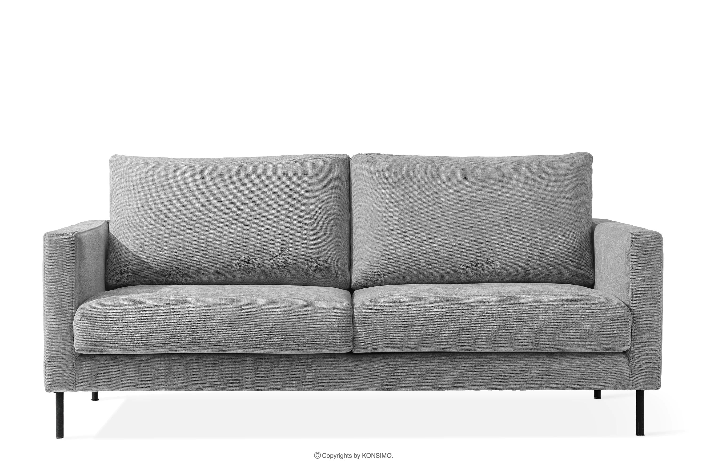 Sofa trzyosobowa na wysokich nóżkach tkanina pleciona szary LUMO