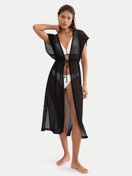 Triumph Kimono Beach MyWear Crochet 10226433 Czarny Relaxed Fit