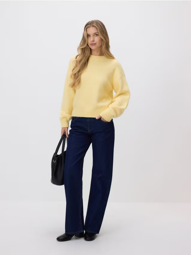 Reserved - Sweter z dodatkiem wełny - jasnożółty