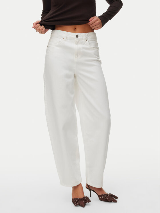 Vero Moda Jeansy Billie 10341028 Biały Barrel Fit