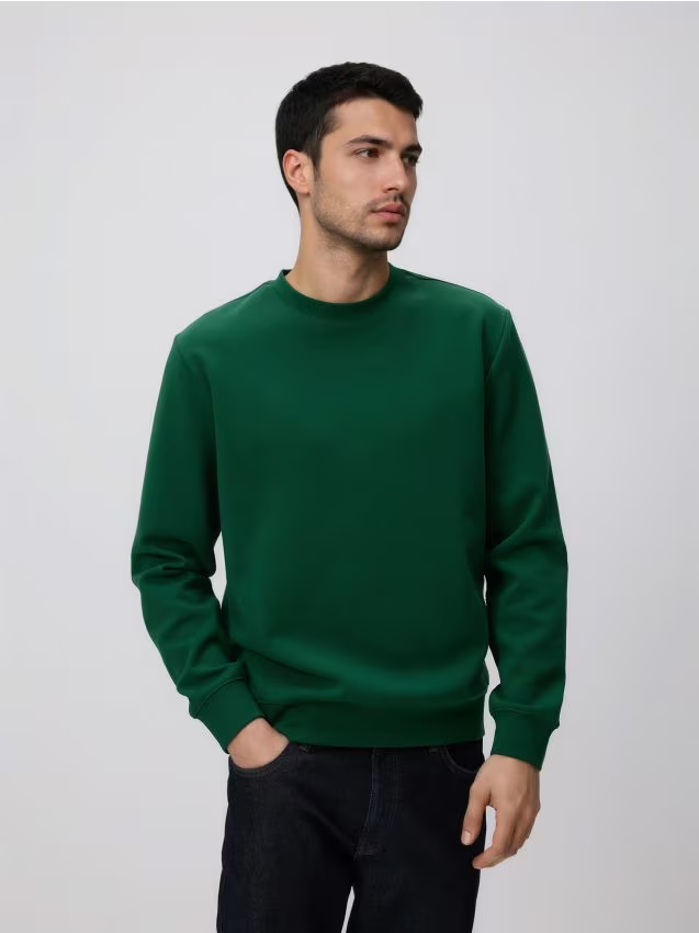 Reserved - Bluza regular z bawełną - zielony