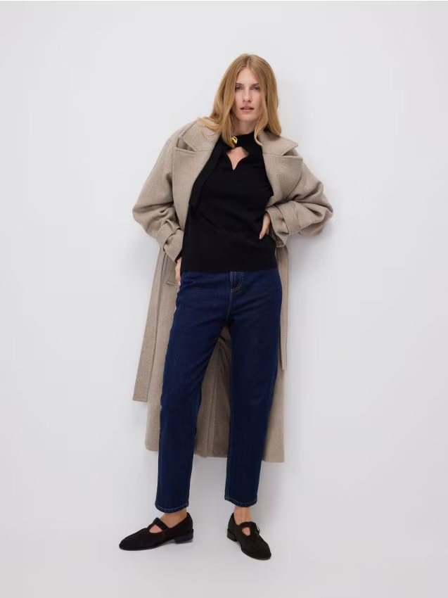 Reserved - Jeansy mom fit - granatowy