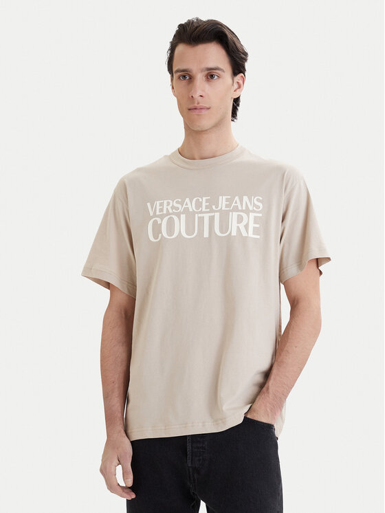 Versace Jeans Couture T-Shirt 80GAHT01 CJ00T Beżowy Regular Fit