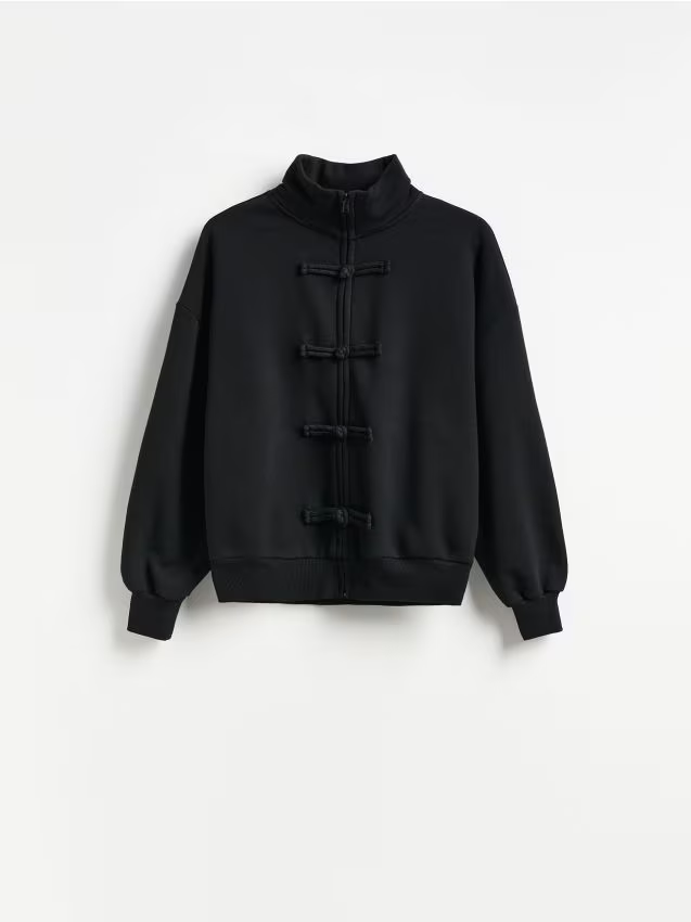 Reserved - Bluza z ozdobnym zapięciem - czarny