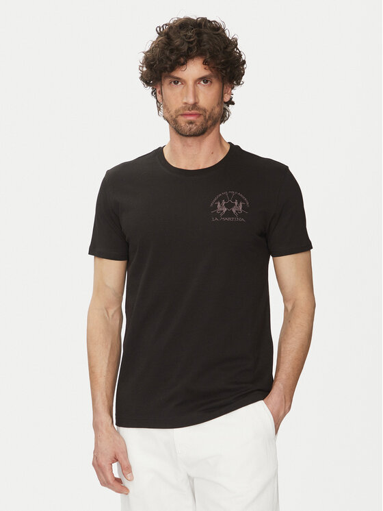 La Martina T-Shirt Vernie MAR009 JS206 Czarny Regular Fit