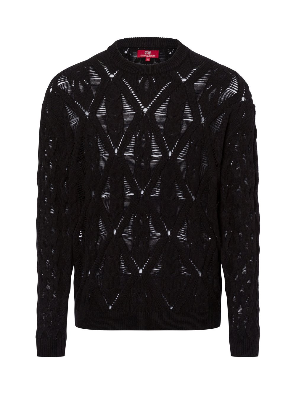 Finshley & Harding London Męski sweter z dzianiny Mężczyźni Bawełna czarny, XL