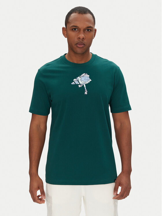 adidas T-Shirt Earth Day Graphic JI6753 Zielony Regular Fit