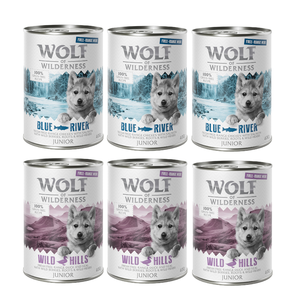 Megapakiet Little Wolf of Wilderness Junior, 24 x 400 g - 2 różne smaki