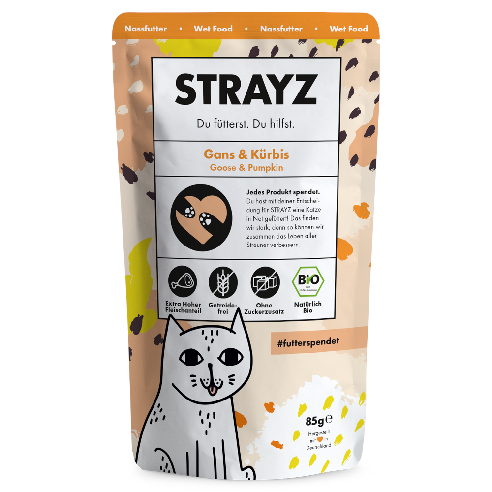 STRAYZ BIO w saszetkach, 6 x 85 g - Biogęś z biodynią