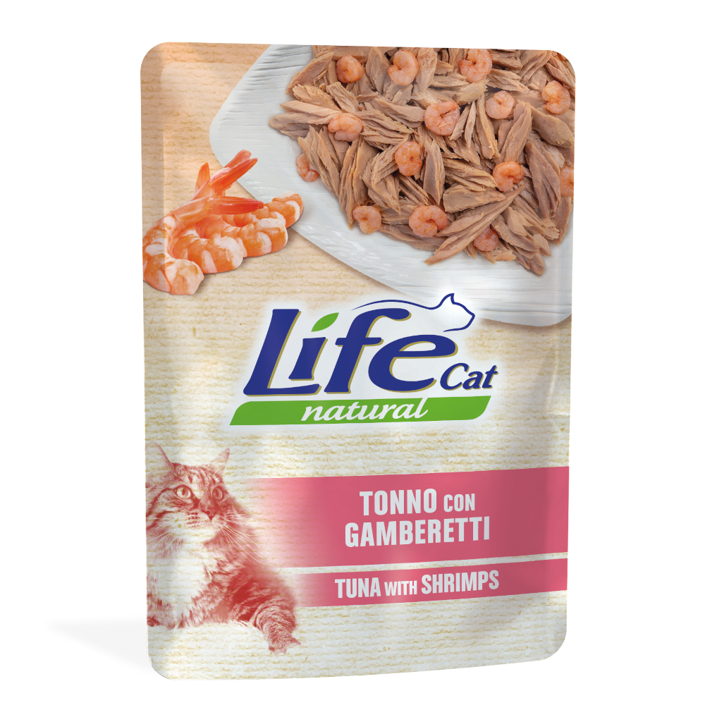Life Cat Natural Adult, 6 x 70 g - Tuńczyk z krewetkami