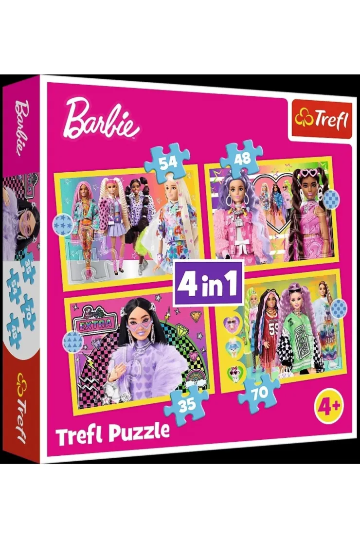 Puzzle 4w1 - Wesoły świat Barbie (35+48+54+70 el.)