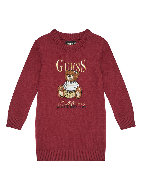 Guess Sukienka dzianinowa K5BK01 Z3GS0 Bordowy Regular Fit