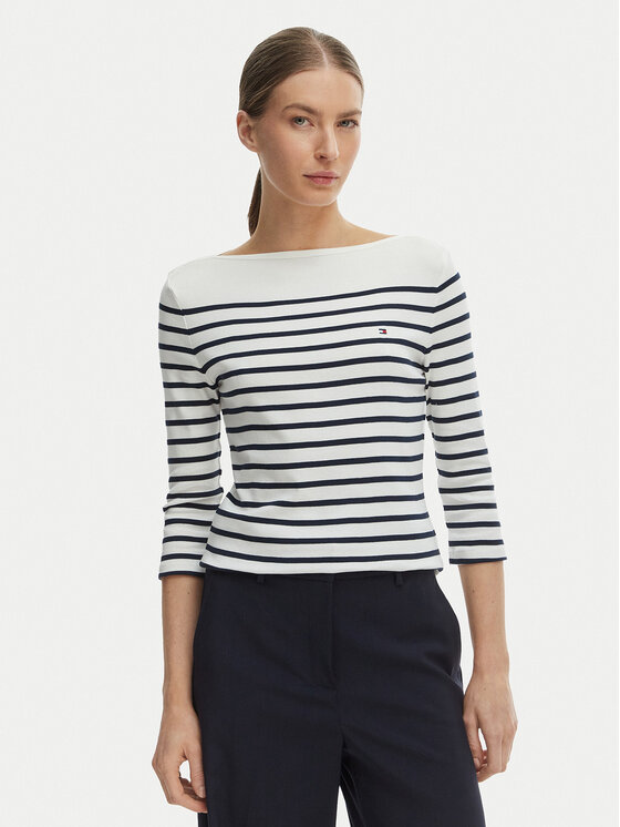 Tommy Hilfiger Bluzka New Cody WW0WW40589 Biały Slim Fit