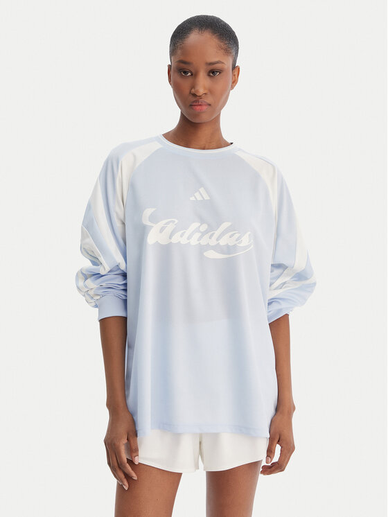 adidas Bluzka House Of Tiro JY7639 Błękitny Loose Fit