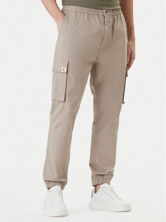 Calvin Klein Jeans Joggery Comfort LV04RD608G Beżowy Skinny Fit
